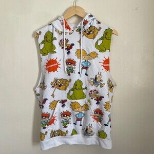 Rugrats Hoodie Vest Reptar, Ren & Stimpy All Over Print Size Medium